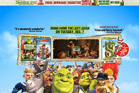 Shrek Forever After flash website in 2010