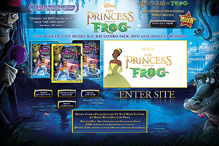 The Princess and the Frog flash website in 2010