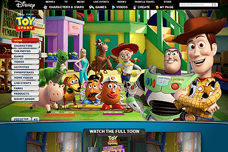 Toy Story 3 flash website in 2010