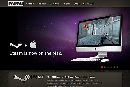 Valve Software website in 2010