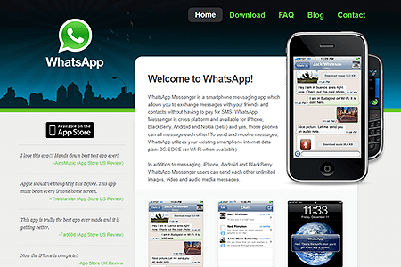 WhatsApp website in 2010