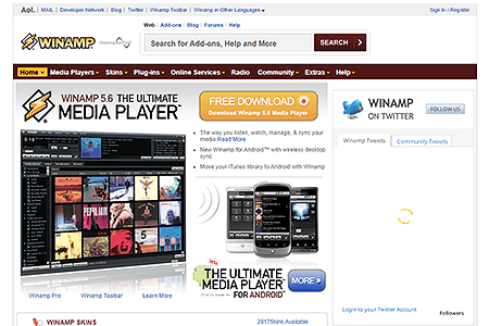 Winamp website in 2010