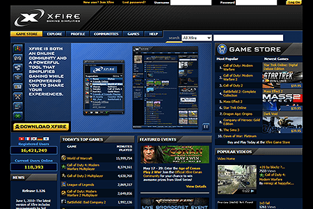 Xfire website in 2010