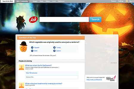 Ask.com website in 2011