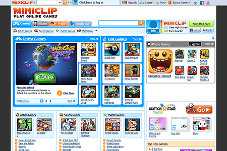 MiniClip website in 2011