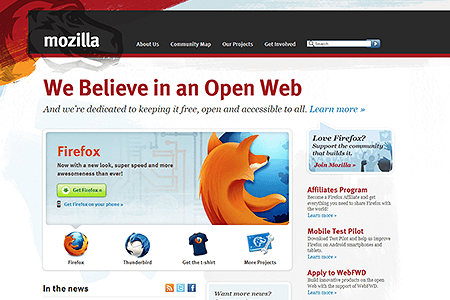 Mozilla.org website in 2011
