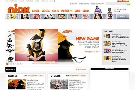 Nickelodeon website in 2011