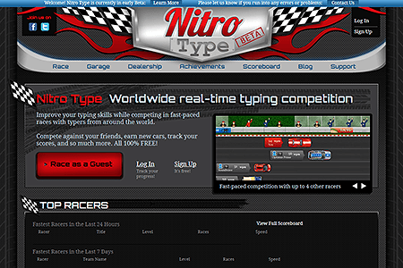 Nitro Type website in 2011