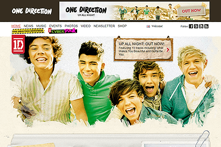One Direction website in 2011
