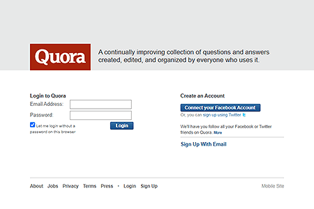 Quora website in 2011