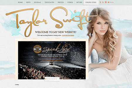 Taylor Swift website in 2011