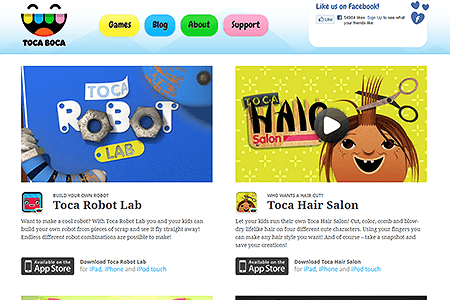 Toca Boca website in 2011
