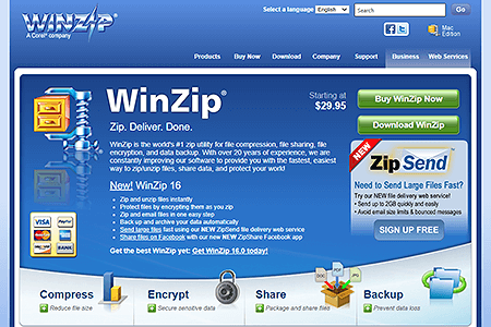 WinZip website in 2011