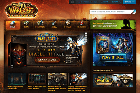 World of Warcraft website in 2011