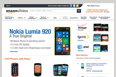 AmazonWireless website in 2012