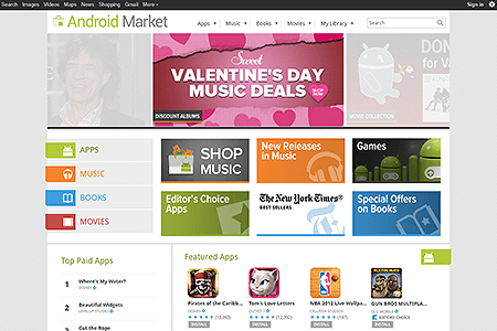 Android Market website in 2012