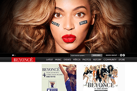 Beyoncé website in 2012