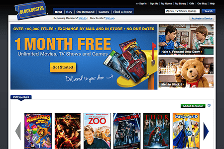 Blockbuster website in 2012