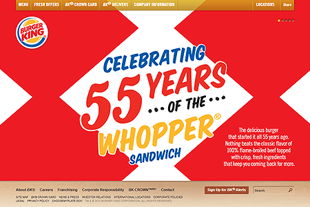 Burger King website in 2012