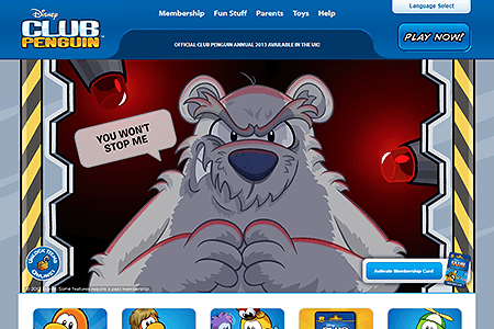 Club Penguin website in 2012