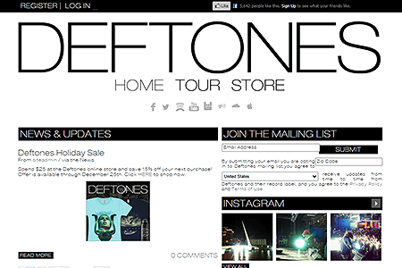 Deftones website in 2012