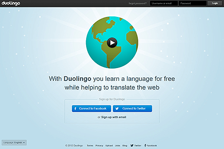 Duolingo website in 2012