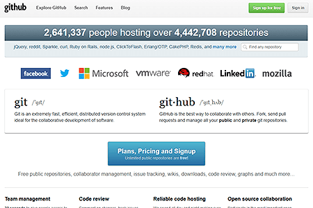 GitHub website in 2012