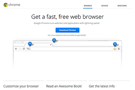 Google Chrome website in 2012