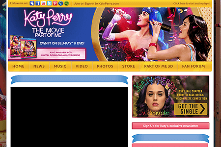 Katy Perry website in 2012