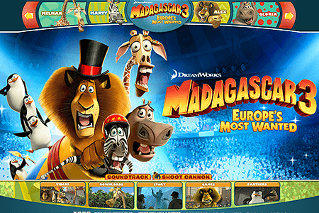 Madagascar 3: Europe's Most Wanted flash website in 2012