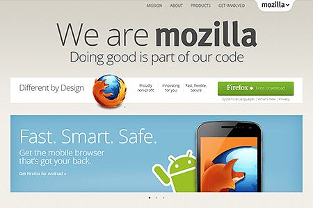 Mozilla.org website in 2012