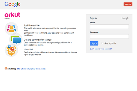 Orkut website in 2012
