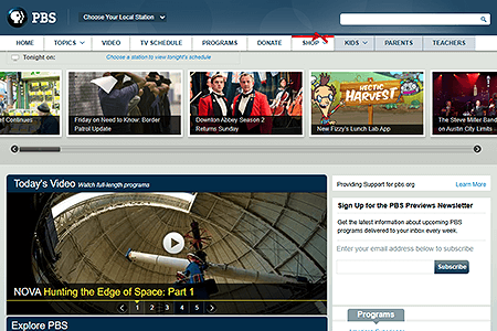 PBS website in 2012
