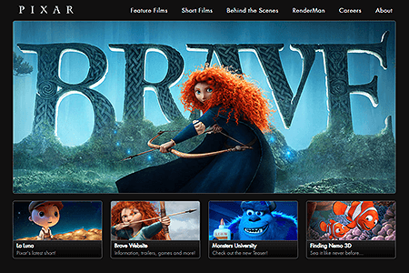 Pixar website in 2012