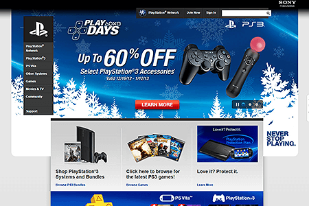 PlayStation website in 2012