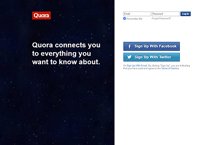 Quora website in 2012