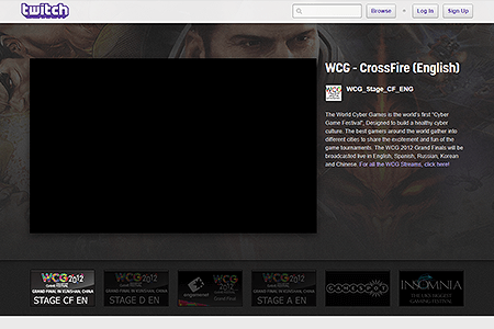 Twitch website in 2012