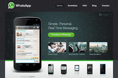 WhatsApp website in 2012