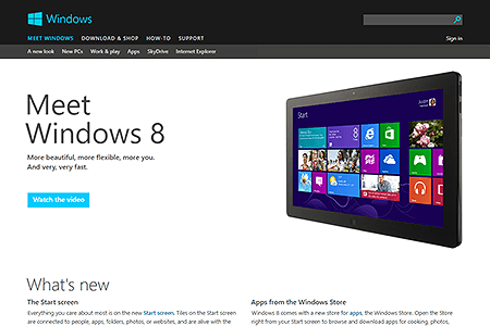 Windows 8 website in 2012