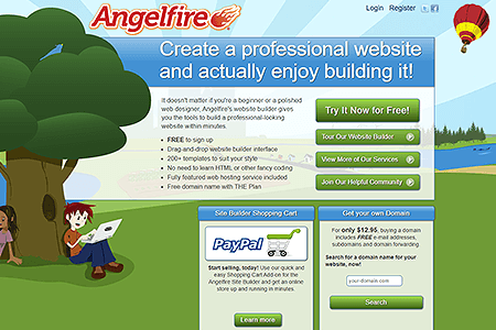 Angelfire website in 2013