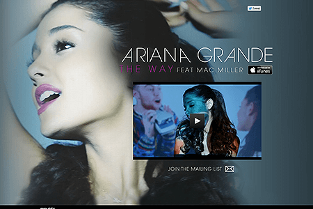 Ariana Grande website in 2013