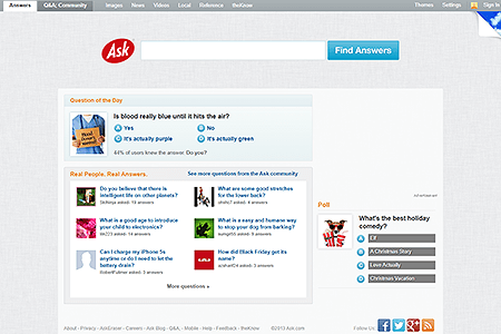 Ask.com website in 2013