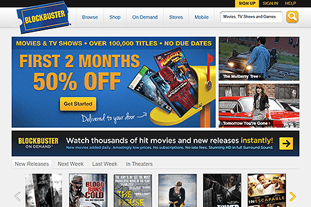 Blockbuster website in 2013