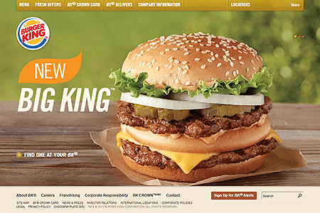 Burger King website in 2013