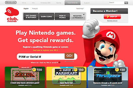 Club Nintendo website in 2013