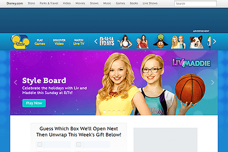 Disney Channel website in 2013