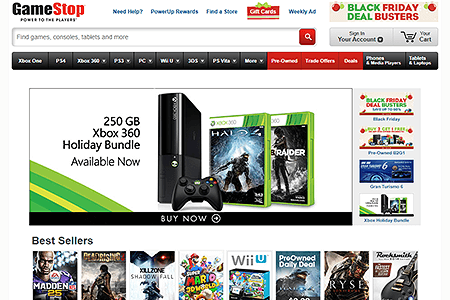 GameStop website in 2013