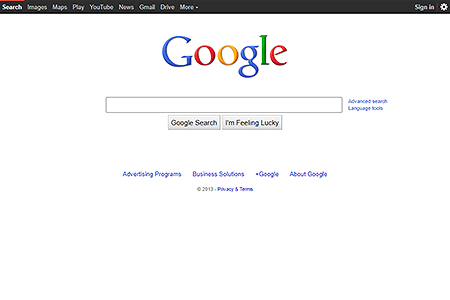 Google website in 2013