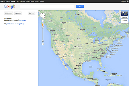 Google Maps website in 2013