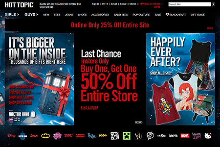 Hot Topic website in 2013